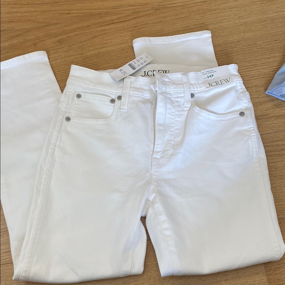 J.Crew White Petite Vintage Slim Straight Jeans